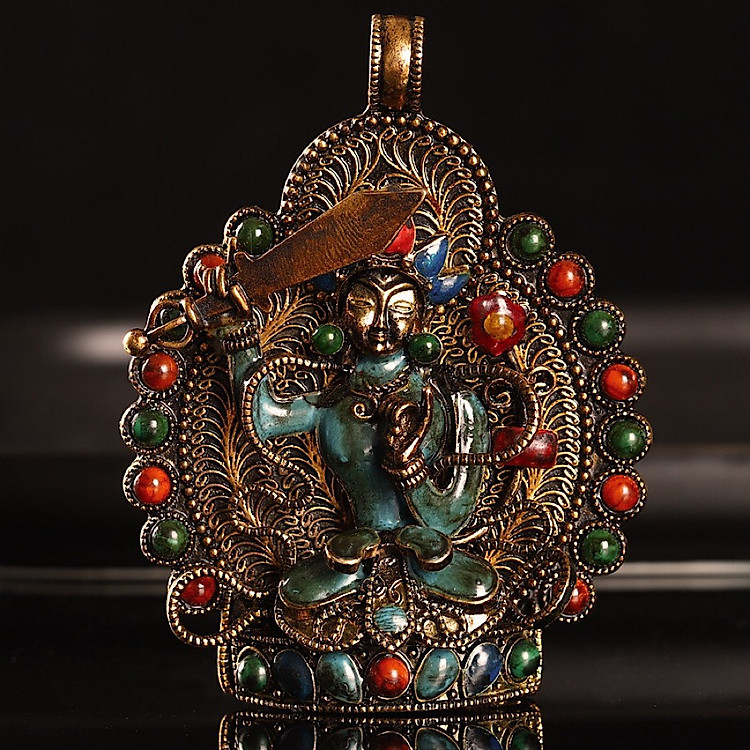 MẶT DÂY CHUYỀN TƯỢNG VĂN THÙ SƯ LỢI BỒ TÁT NEPAL CỔ - PHẬT BẢN MỆNH TUỔI MÃO