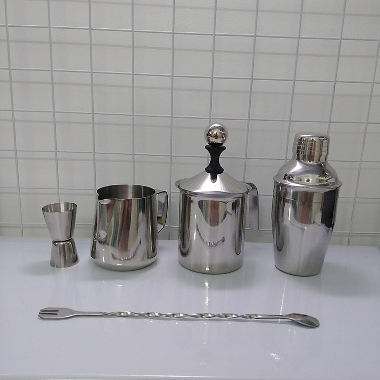 Combo 5 dụng cụ Inox quầy pha chế, barista (Shaker 350ml inox)