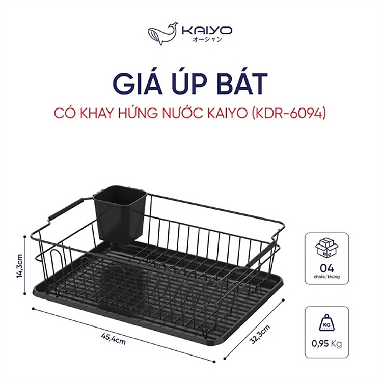 Giá úp bát có khay hứng nước Kaiyo KDR-6094 Hàng chính hãng