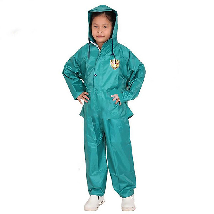 Bộ Quần Áo Mưa Vải Dù Cho Bé Từ 4-12 Tuổi Không Thấm