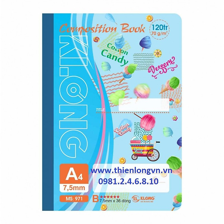 Sổ may dán gáy A4 - 120 trang; Klong 971