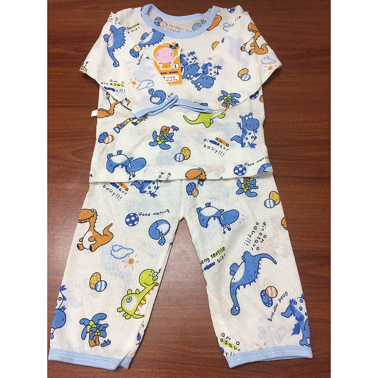 Bộ cotton giấy dài tay khuy vai cho bé trai bé gái
