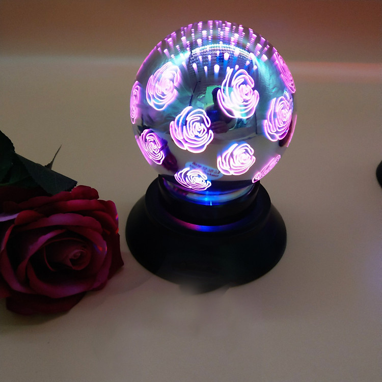 Quả cầu led xoay trang trí hoa hồng trái tim