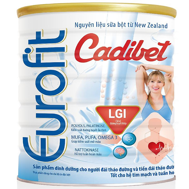 Sữa Eurofit Cadibet 900g (Dinh dưỡng chuyên biệt cho người đái tháo đường,tốt cho tim mạch)