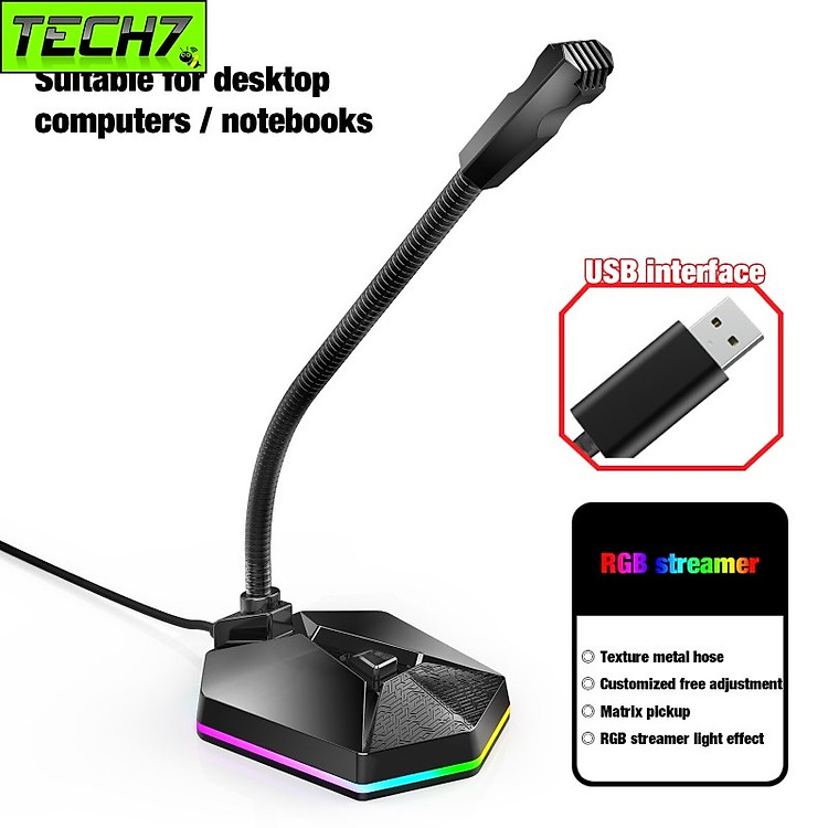 Microphone Led RGB TSP2012 kết nối USB cho máy tính