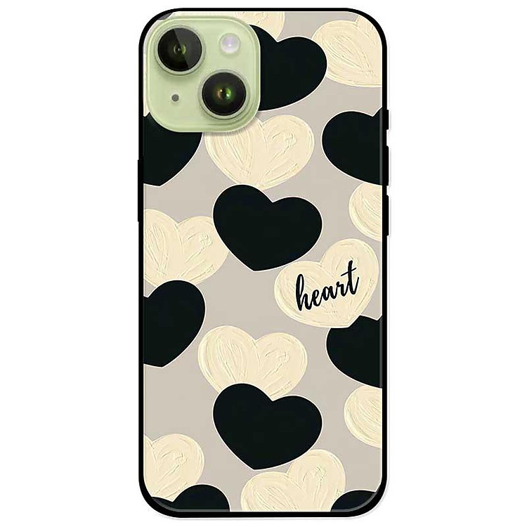 Ốp lưng cho iPhone 14 - iPhone 14 Plus - iPhone 14 Pro - iPhone 14 Pro Max - Tim Trắng Đen HEART - Hàng Chính Hãng