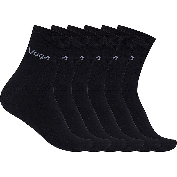 Set 3 Đôi Tất Vớ Nam Cao Cấp Voga Cổ Cao Sợi Cotton Màu Đen