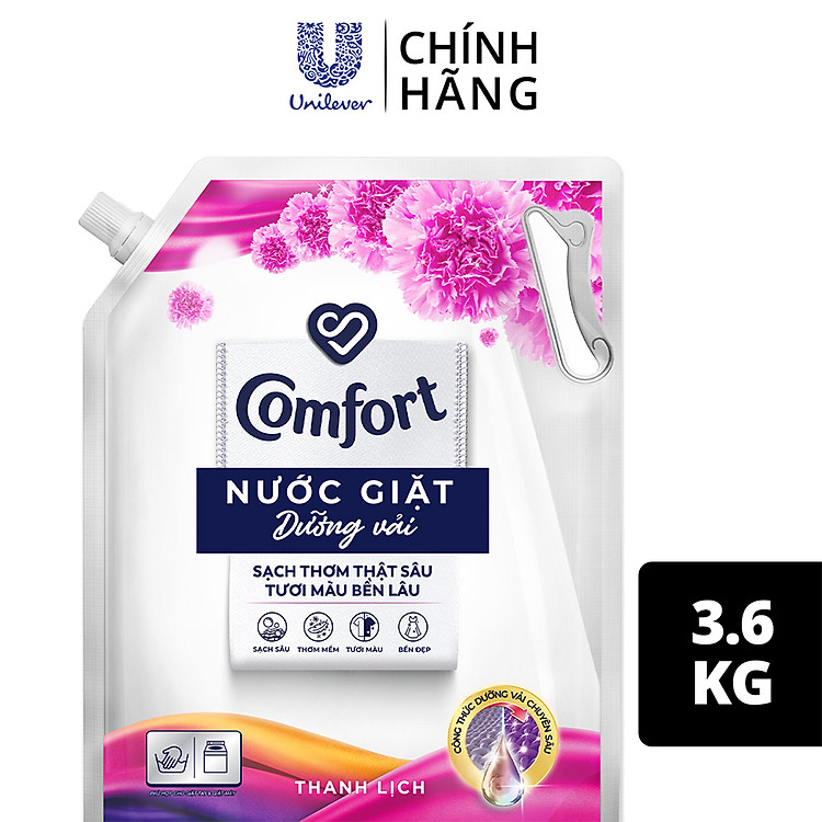 Nước Giặt Comfort Dưỡng Vải Đa Năng Hương Thanh Lịch Túi 3.6KG