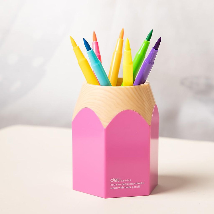 Cốc Cắm Bút Deli Hình Bút Chì E9145 - Xanh Dương - Ảnh 2