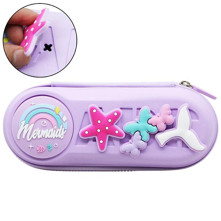 Bóp Viết Nhựa Charm Bướm Xinh Shunde 9036 - Màu Tím - Ảnh 2