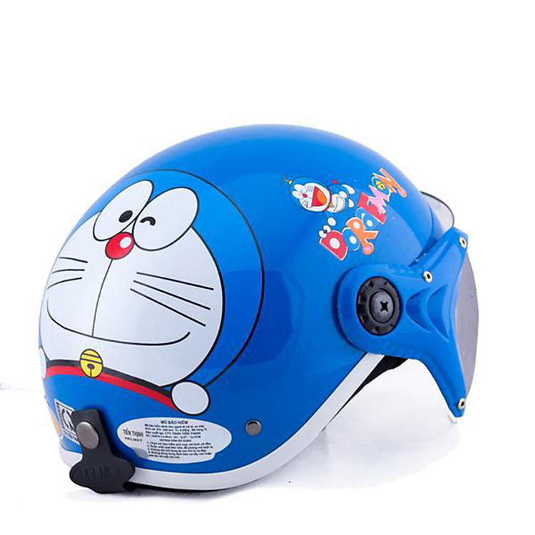 Mũ Bảo Hiểm Em Bé Tem Doremon_ Kính chắn gió chống bụi cho trẻ từ 4 - 9 tuổi