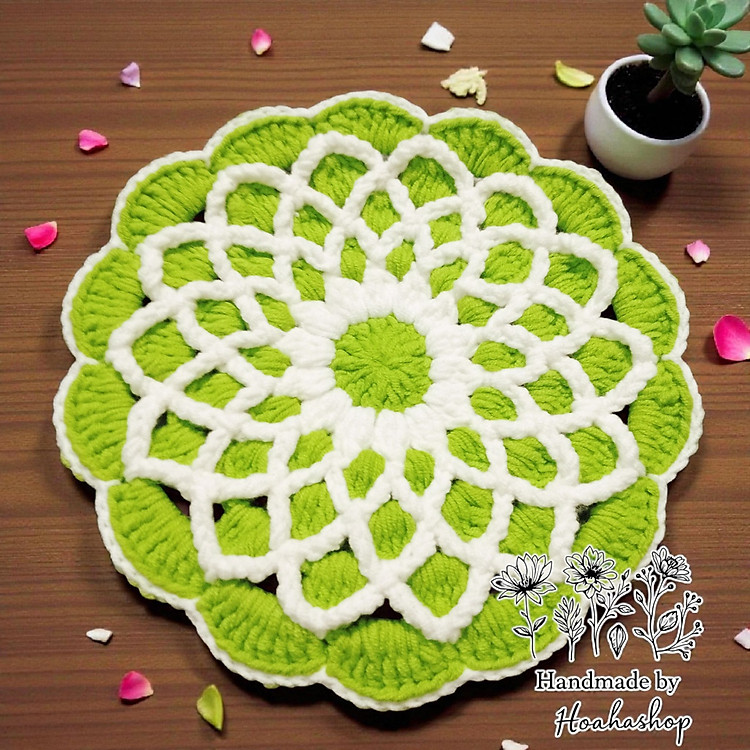 Đế Lót Ly Hoa Sen 2D- Len Móc Thủ Công – Bền & Sang