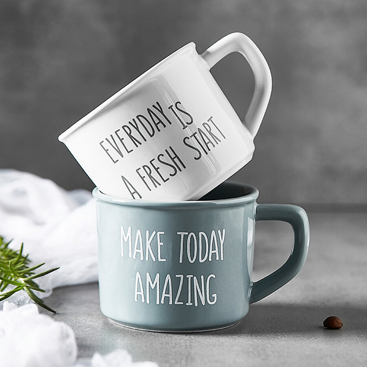 Bộ Hai Tách Cà Phê Gốm Trắng Và Xanh Jia Yi