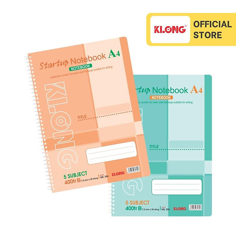 Sổ Kẻ Ngang Lò Xo Đơn Startup KLONG A4 (400 trang)