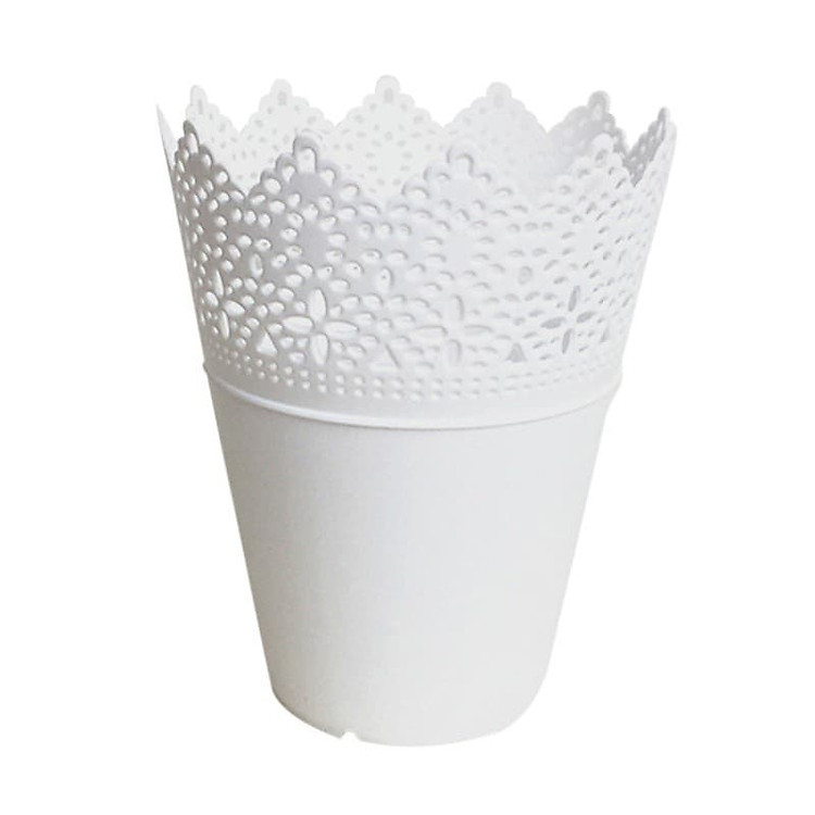 Giỏ nhựa cắm hoa - giỏ đựng đồ trang trí dập ren siêu đẹp JF35