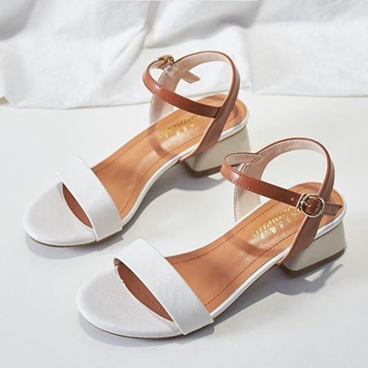 Dép cao gót nữ 3p đi học MSD01 mẫu Hàn Quốc Quai hậu cài ,phối màu phá cách Giày sandal nữ cao gót 3 phân