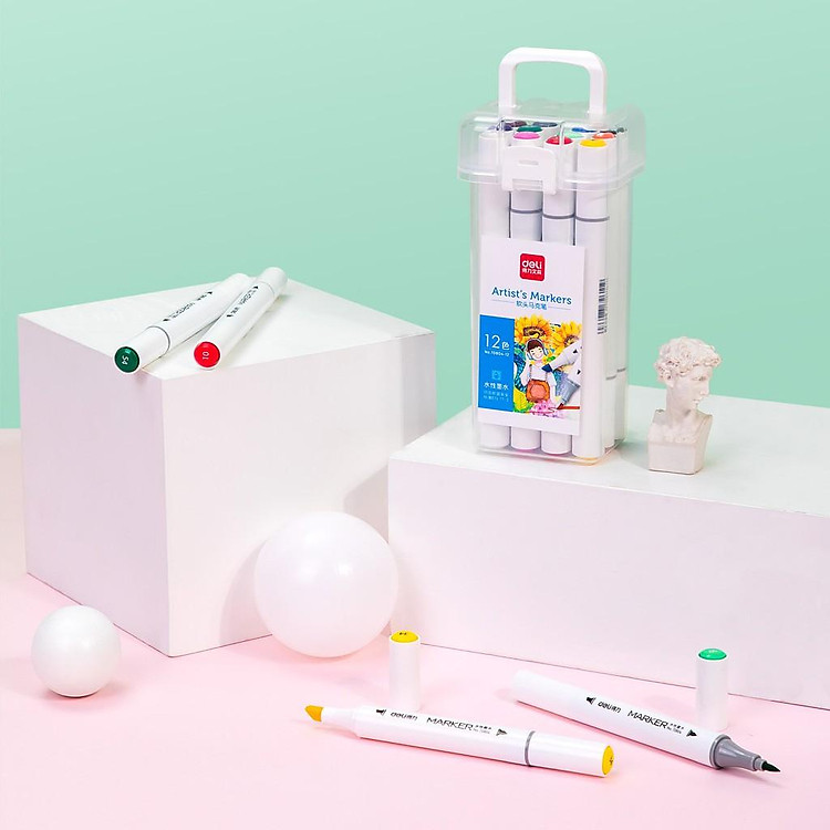 Bút màu marker Deli (Hộp 12 màu)