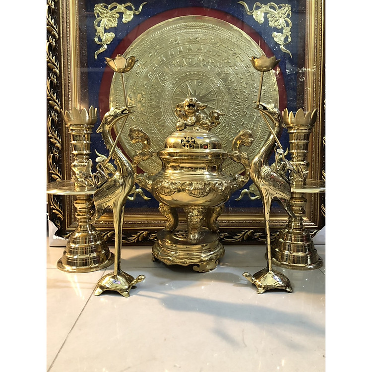 Bộ đỉnh đồng vàng trơn 5 món cao 50cm