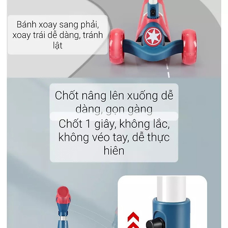 Mua Xe trượt Scooter cho bé, 5 nấc cao Chính hãng Ưu đãi - Hình ảnh 4