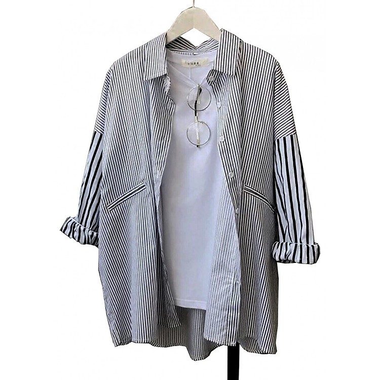 Áo sơ mi kẻ sọc nữ fom rộng chất đẹp