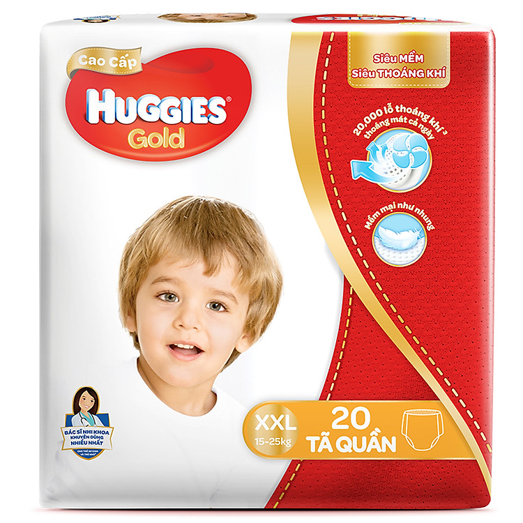 Tã Quần Cao Cấp Huggies Gold Gói Đại XXL20 (20 Miếng)