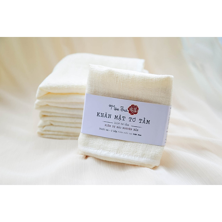 Khăn mặt tơ tằm trẻ em 2 lớp - 30x30cm