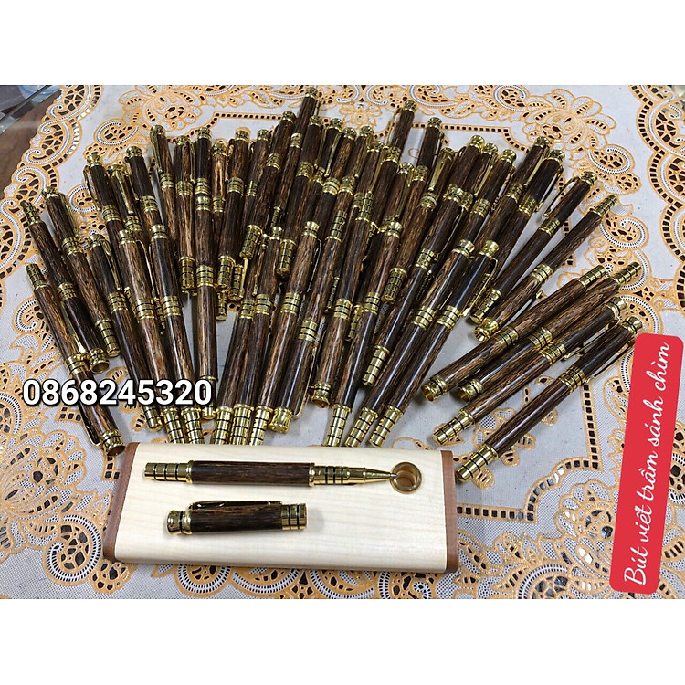 Bút Bi Gỗ Trầm (14.5cm) kèm Hộp Gỗ