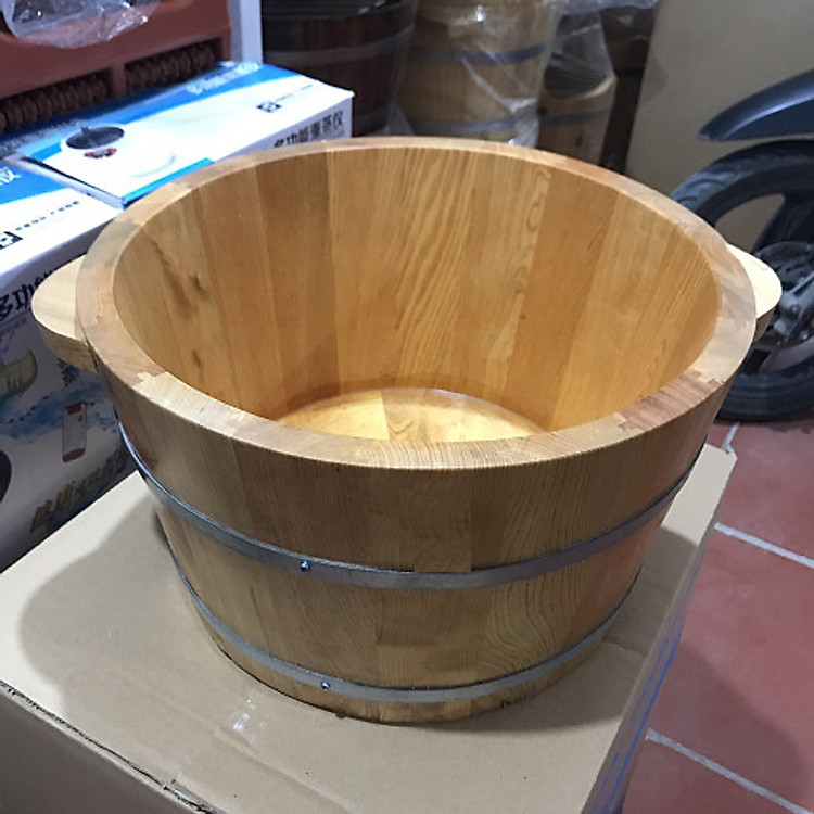 CHẬU NGÂM CHÂN GỖ PƠ MU