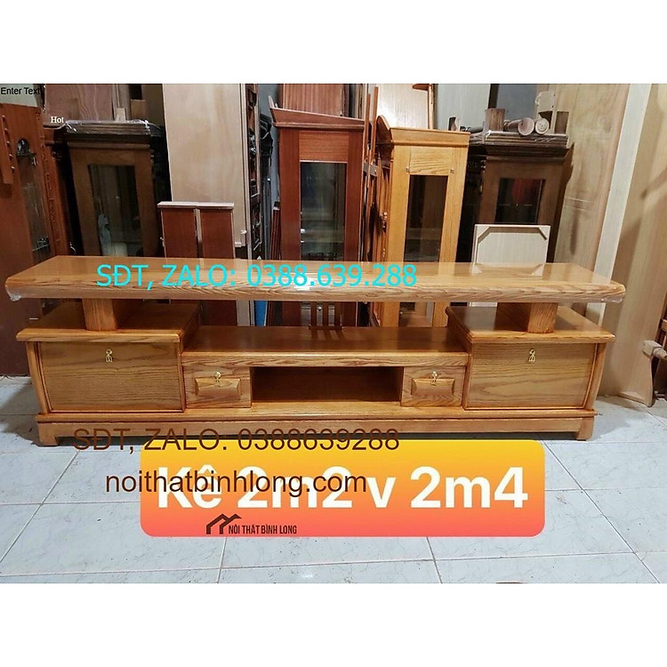 Tủ tivi dài 220cm gỗ sồi