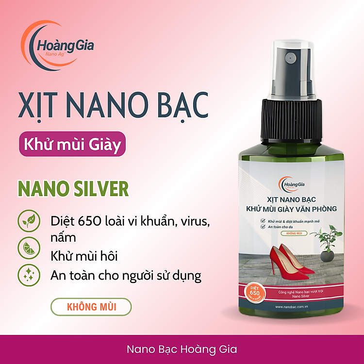 Xịt Khử Mùi Giày Công Sở Nữ Nano Bạc Hoàng Gia 100ml - Khử Khuẩn, Chống Hôi Chân Hiệu Quả