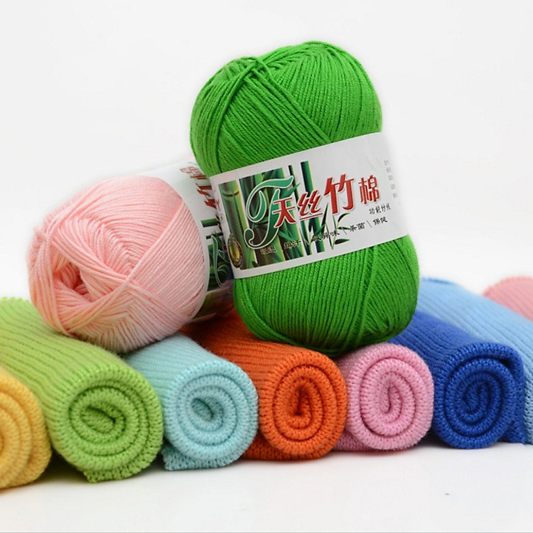 Len Sợi Đan Móc Sợi Nhỏ Chất Len Milk Cotton Bambo Cuộn 50gr Dành Cho Trẻ Em Thích Hợp Móc Len Đan Khăn Dành Cho Người Mới Bắt Đầu
