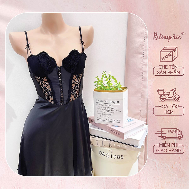 Váy Ngủ Trơn Đan Dây (Không kèm áo choàng) - B.Lingerie