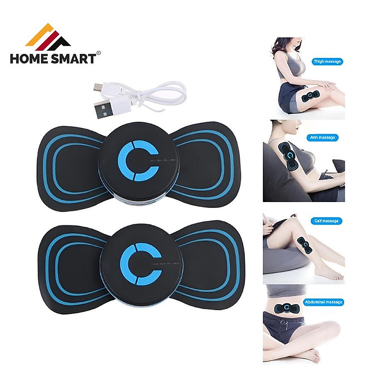 Miếng Dán Massage Xung Điện Cổ Vai Gáy, Bắp Tay, Lưng 10 Chế Độ Mát-Xa, Pin Sạc - Máy Massage Mini Toàn Thân