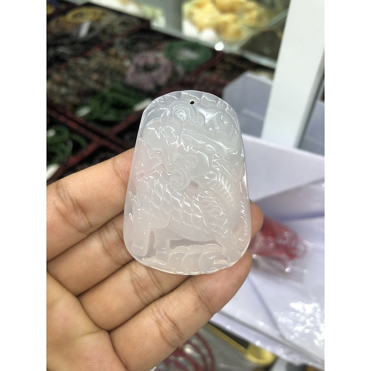 Mặt dây chuyền Kỳ Lân phong thủy đá bạch ngọc