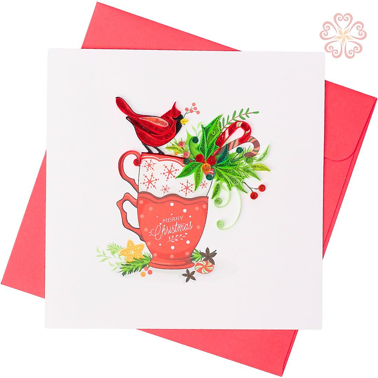 Thiệp Giấy Xoắn Giáng Sinh - Bánh Kem Giáng Sinh size 15x15cm