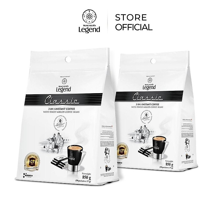 Combo 2 Cà Phê Sữa Hòa Tan Trung Nguyên Legend Classic – Bịch 50 Gói 17gr – Cà Phê Sữa Đậm Đà, Chuẩn Gu Việt