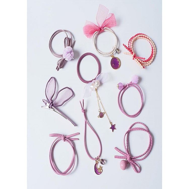Set 9 cột tóc nhiều màu dễ thương
