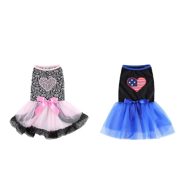 2Pieces Cute Dogs Fashion Dress Female Dogs Party Apparel For Small Dogs