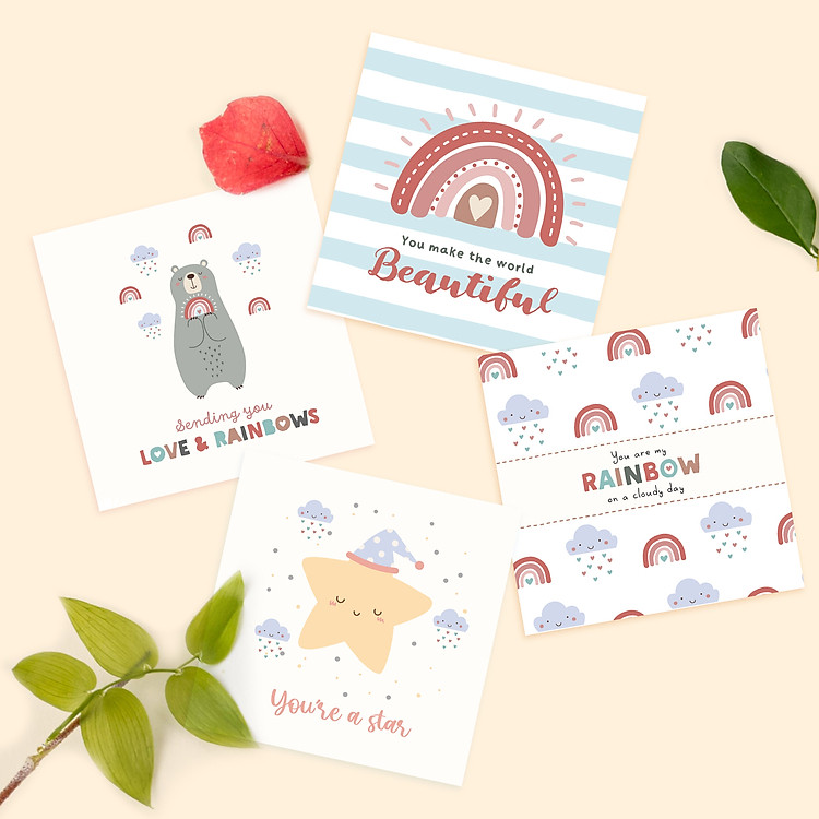Thiệp SDstationery RAINBOW 12×12 (4 chiếc)
