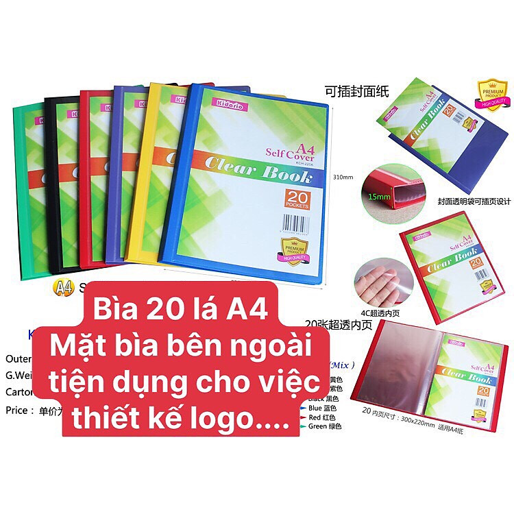 Bìa Nhựa A4 (20 lá) Chống Thấm Nước KCH-220A