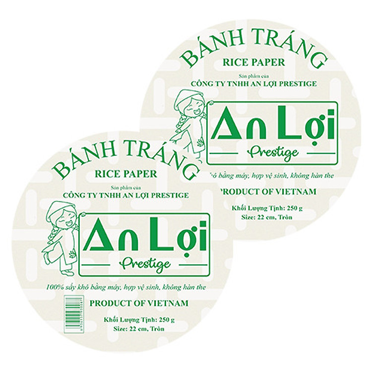 Lô 2 gói BÁNH TRÁNG thương hiệu AN LỢI (mỗi gói 250g) (chuyên cho các món cuốn)
