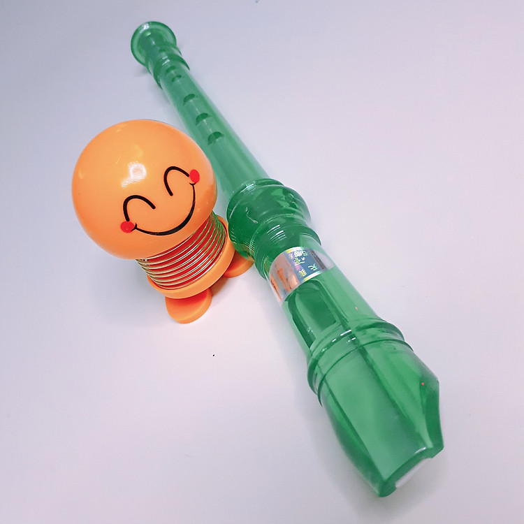 Sáo Dọc Nhựa Recoder - Ngậm Thổi Dễ Dàng - Tặng Kèm Thú Nhún Emoji - Giao Màu Ngẫu Nhiên