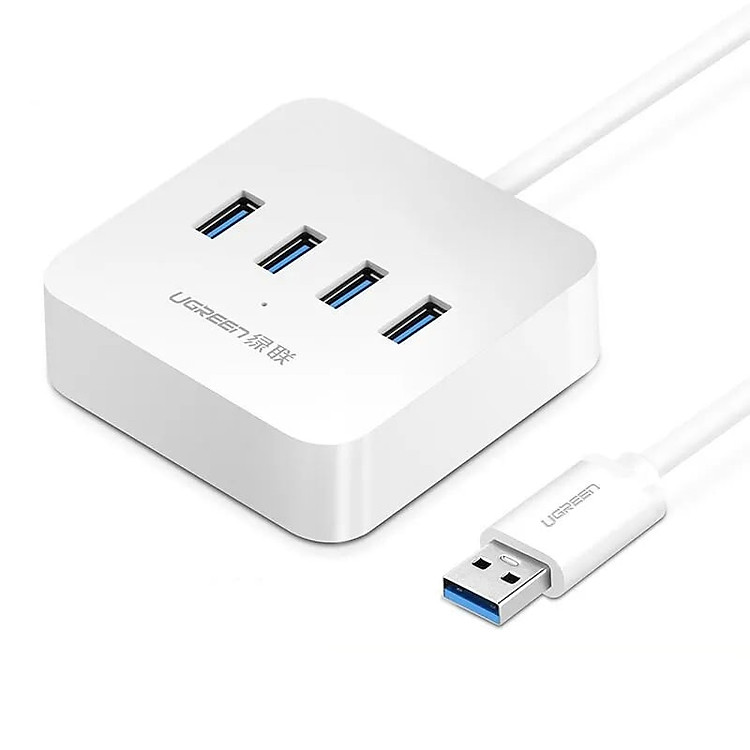 Bộ chia Hub USB 3.0*4 Port cao cấp 1.5M màu Trắng UGREEN UHU30221CR118 Hàng chính hãng