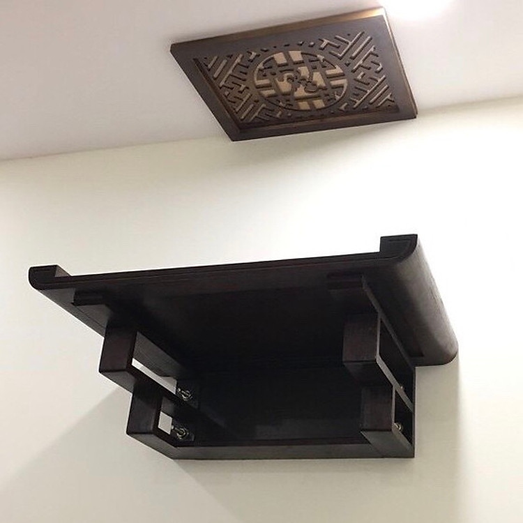 Bàn thờ treo gỗ sồi phun màu nâu đậm (tặng tấm chống ám khói) - BH76