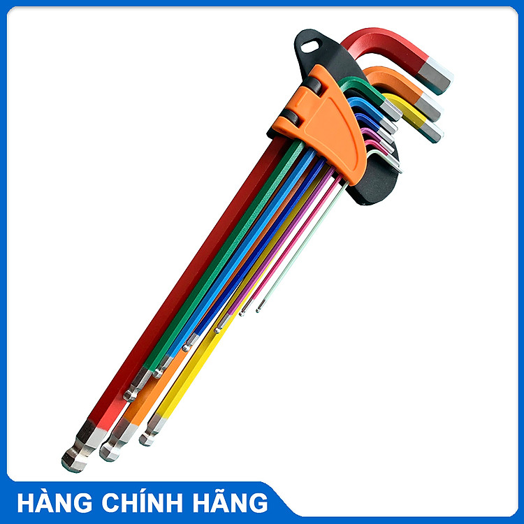 Bộ lục giác 9 chi tiết nhiều màu thép Crv chống mài mòn thiết kế thông minh thuận tiện cho xưởng sửa chữa thợ chuyên nghiệp