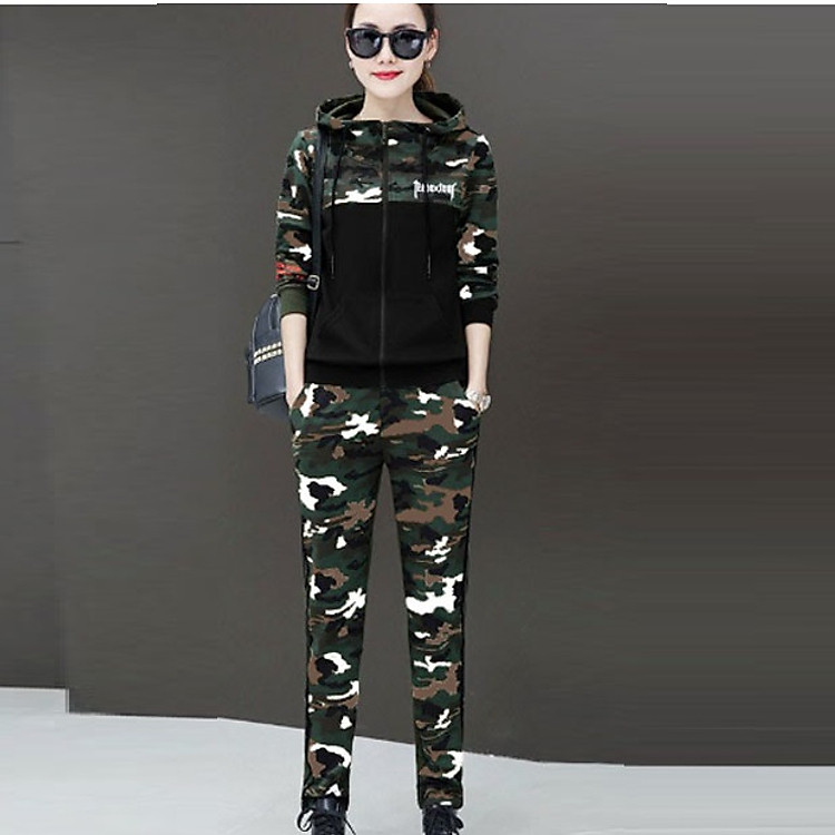 Bộ đồ thể thao nữ thu đông TT220 họa tiết rằn ri