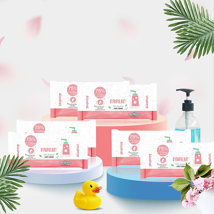 Combo 6 Gói Khăn Giấy Ướt Có Cồn Diệt Khuẩn FARLIN - 30 Tấm