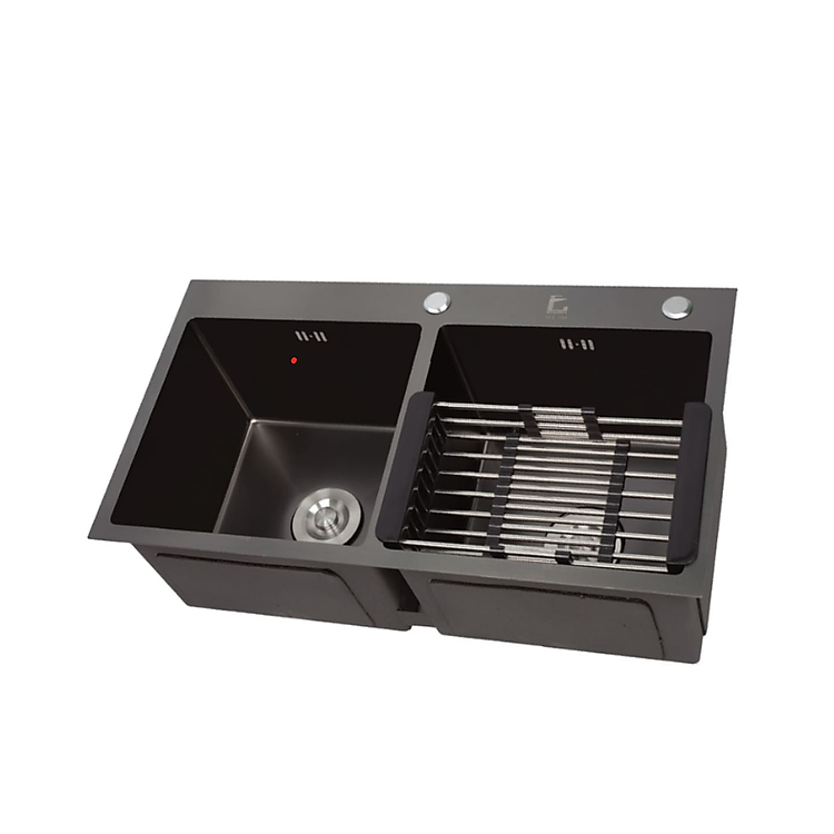 Chậu rửa chén bát 2 hố cân inox 304 phủ nano Juno sofa Teady 820 x 450 x 230 mm CRBCT-8202C