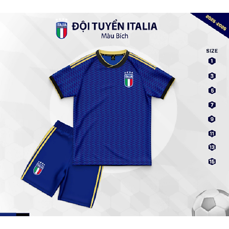 Bộ Quần ÁO Bóng Đá Trẻ Em - ITALIA ( VẢi Thun )