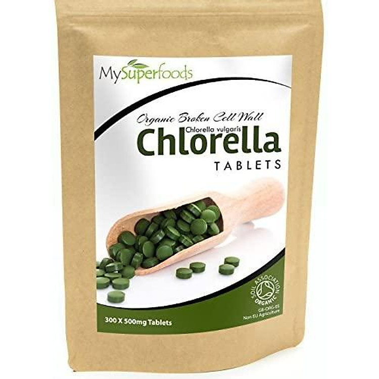 Organic Chlorella Tablets (300 x 500mg), MySuperFoods, Incredibly High Chlorophyll Content, Bursting with Nutrients, Certified Organic, Healthy Edible Algae, Add to Drinks and Smoothies